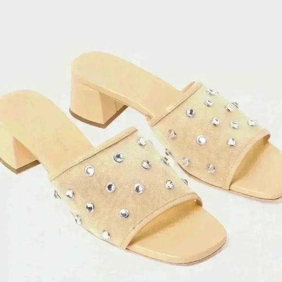 LOEFFLER RANDALL Brooke Caramel/Crystal Mesh Mule size 11 - Picture 2 of 9